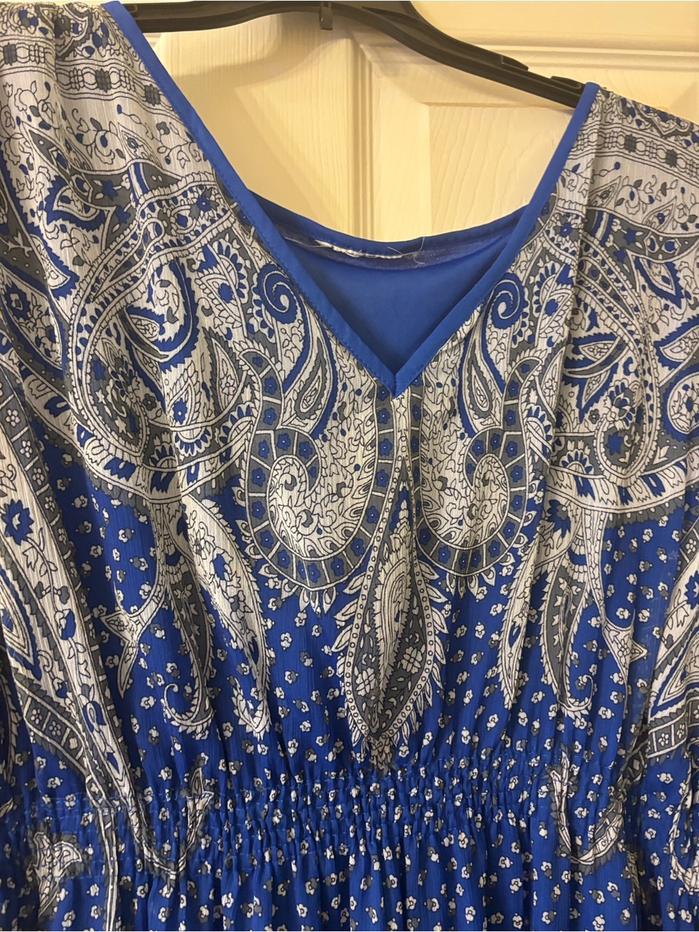Blue Paisley Boho Maxi Kaftan Dress - Picture 2 of 7
